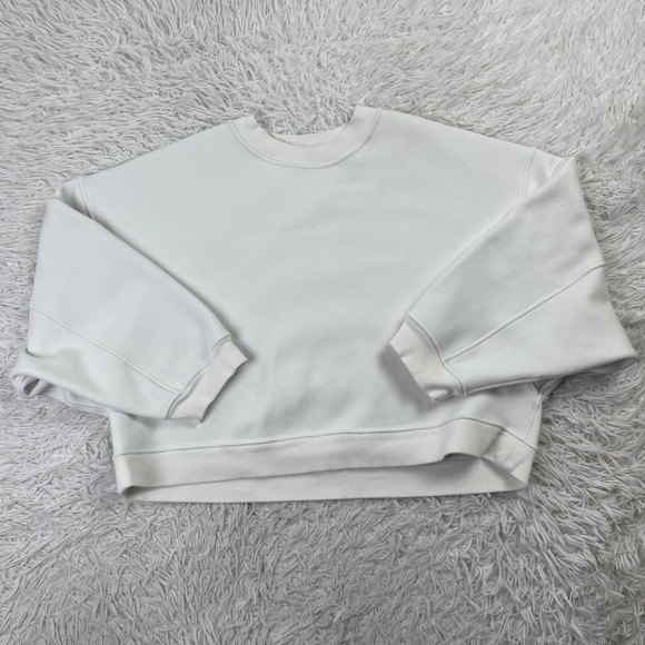lululemon athletica Sweaters - Lululemon Sweater Womens Large White Softstreme Perfectly Oversized Cropped Crew